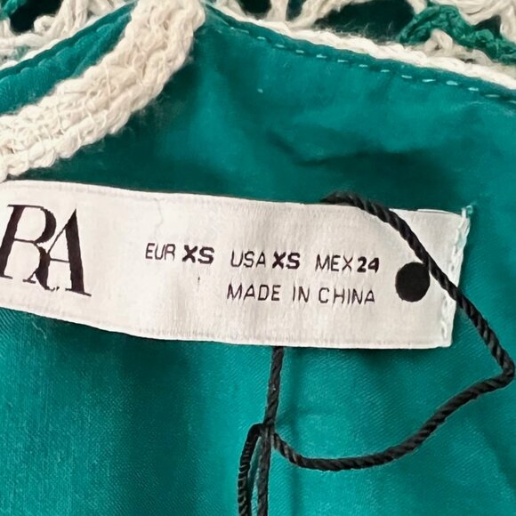 New ZARA Crochet Floral Green Mini Dress, size XS - Picture 16 of 16